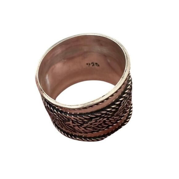 Sterling Silver Wide Band Bali Ring - Picture 4 of 6